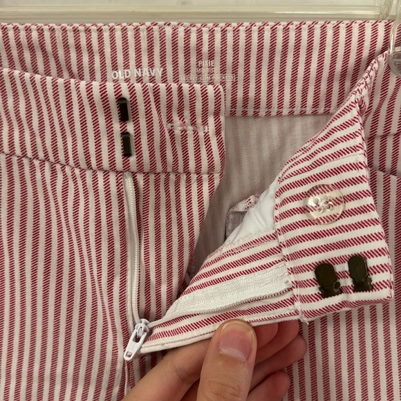 Old Navy Pixie Mid rise Ankle Pant Size 10 Pink and White Stripes - Picture 2 of 5